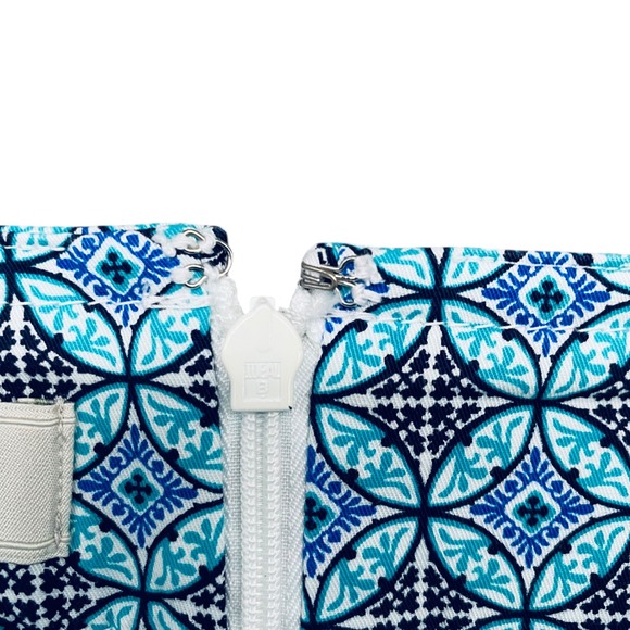 Talbots Blue White Geometric Skirt Women's Size 16 Summer Pockets Casual - Picture 7 of 8